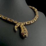 44.40 Carat Natural Diamond and Citrine Snake Necklace – Fine Jewelry Design - Gold Stone Diamond