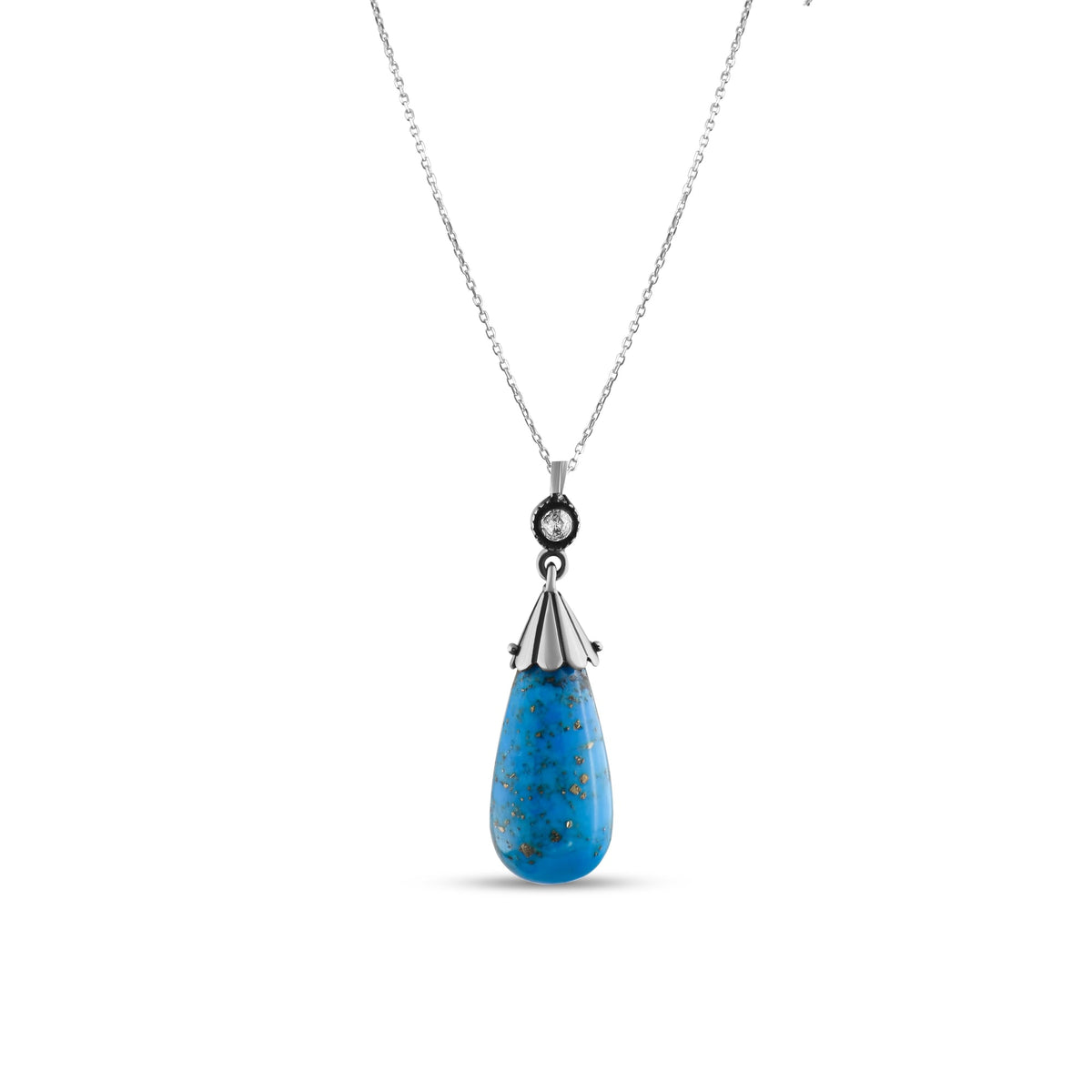 0.07 Carat Natural Diamond and Precious Gemstone Necklace – Fine Jewelry - Gold Stone Diamond