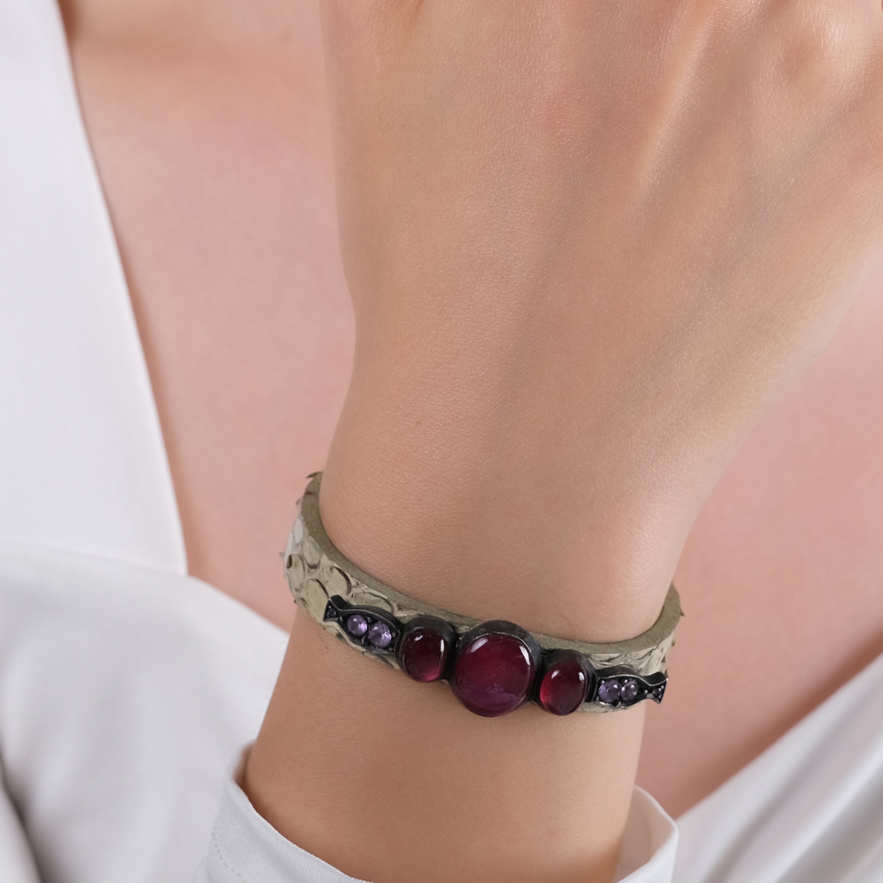 13.05 Carat Natural Ruby Bracelet – Custom Fine Jewelry Design - Gold Stone Diamond
