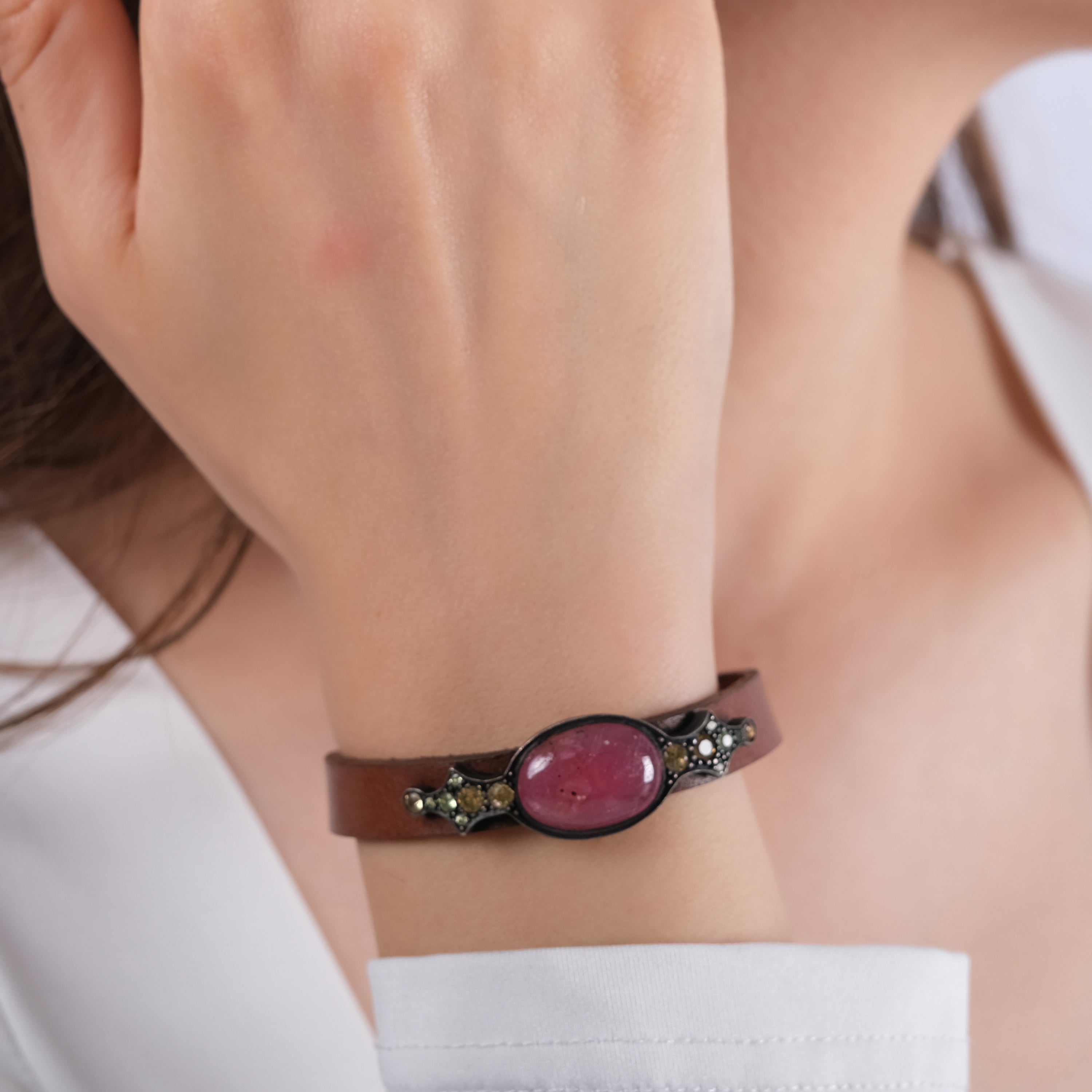 16.37 Carat Natural Ruby Bracelet – Custom Fine Jewelry Design - Gold Stone Diamond