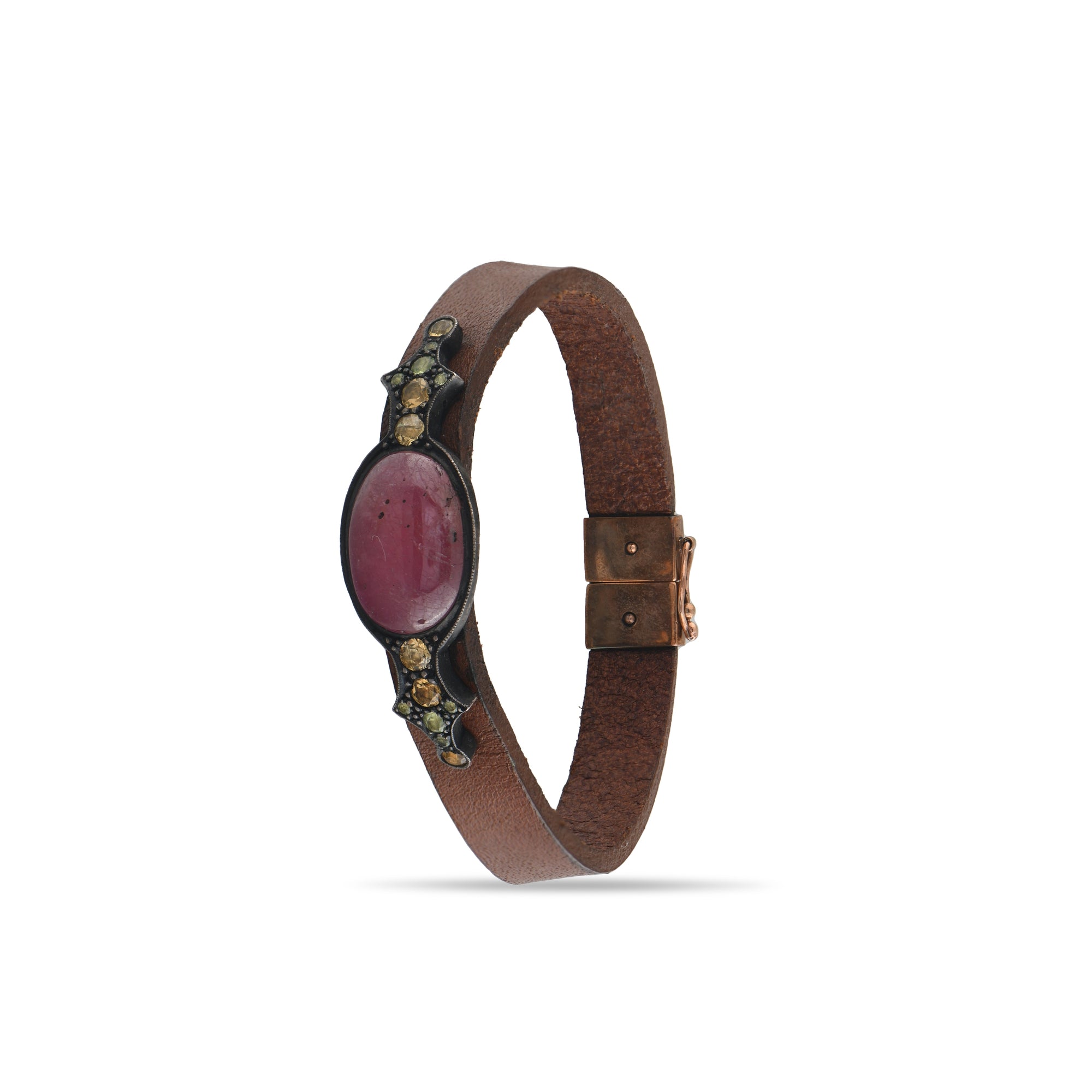16.37 Carat Natural Ruby Bracelet – Custom Fine Jewelry Design - Gold Stone Diamond
