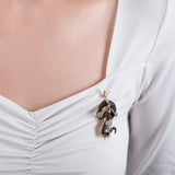 5.5 Carat Natural Diamond Snake Brooch, Elegant Fine Jewelry for Women - Gold Stone Diamond