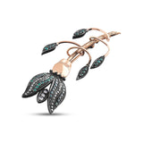 3.7 Carat Natural Diamond and Emerald Brooch – Elegant Fine Jewelry - Gold Stone Diamond