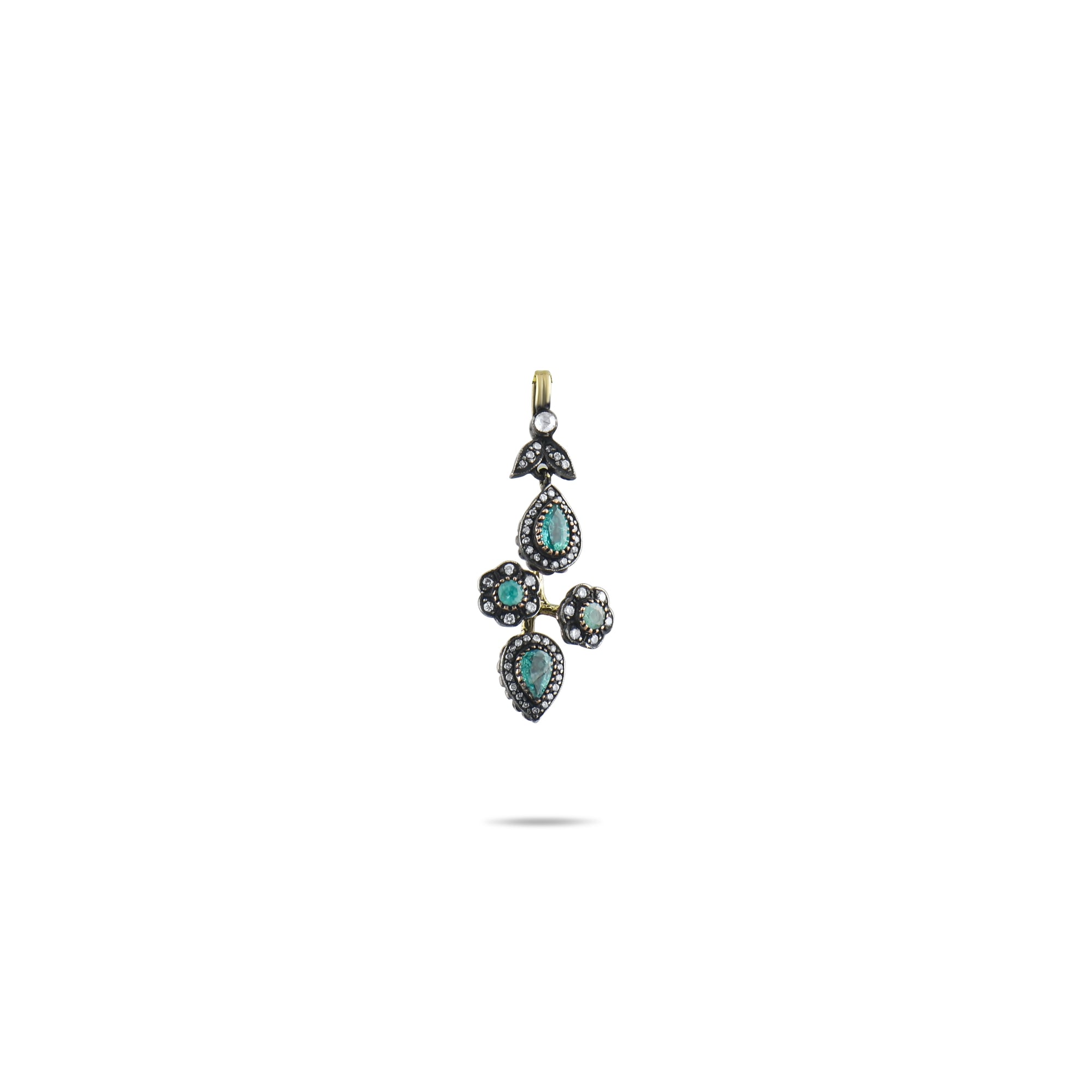 1.43 Carat Natural Diamond and Emerald Necklace – Fine Jewelry Design - Gold Stone Diamond
