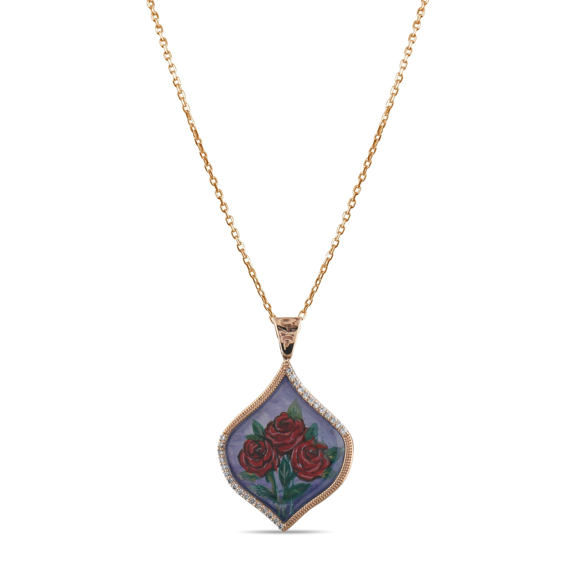0.21 Carat Natural Diamond Rose Necklace – Elegant Fine Jewelry Design - Gold Stone Diamond