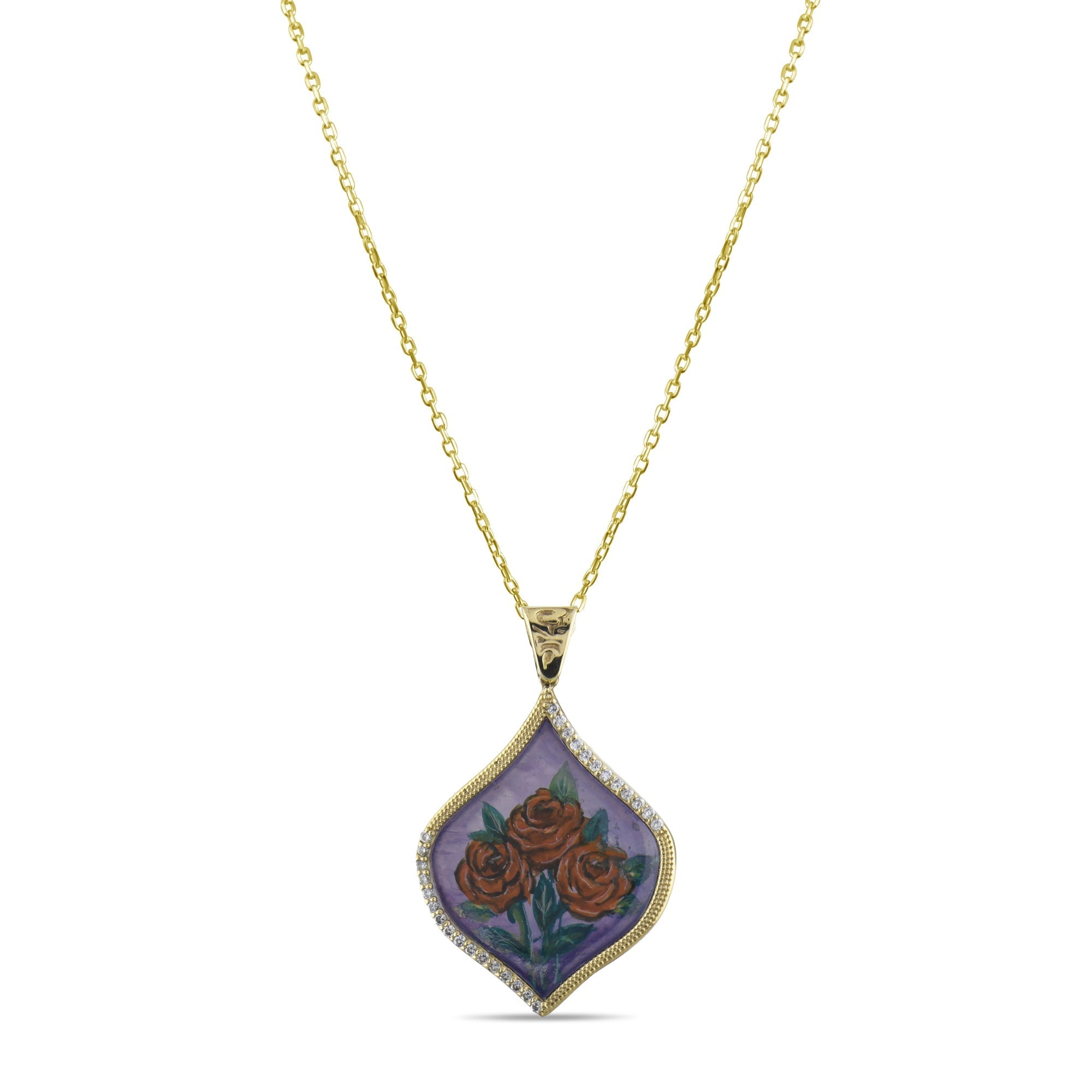0.21 Carat Natural Diamond Rose Necklace – Elegant Fine Jewelry Design - Gold Stone Diamond
