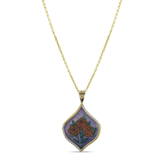 0.21 Carat Natural Diamond Rose Necklace – Elegant Fine Jewelry Design - Gold Stone Diamond