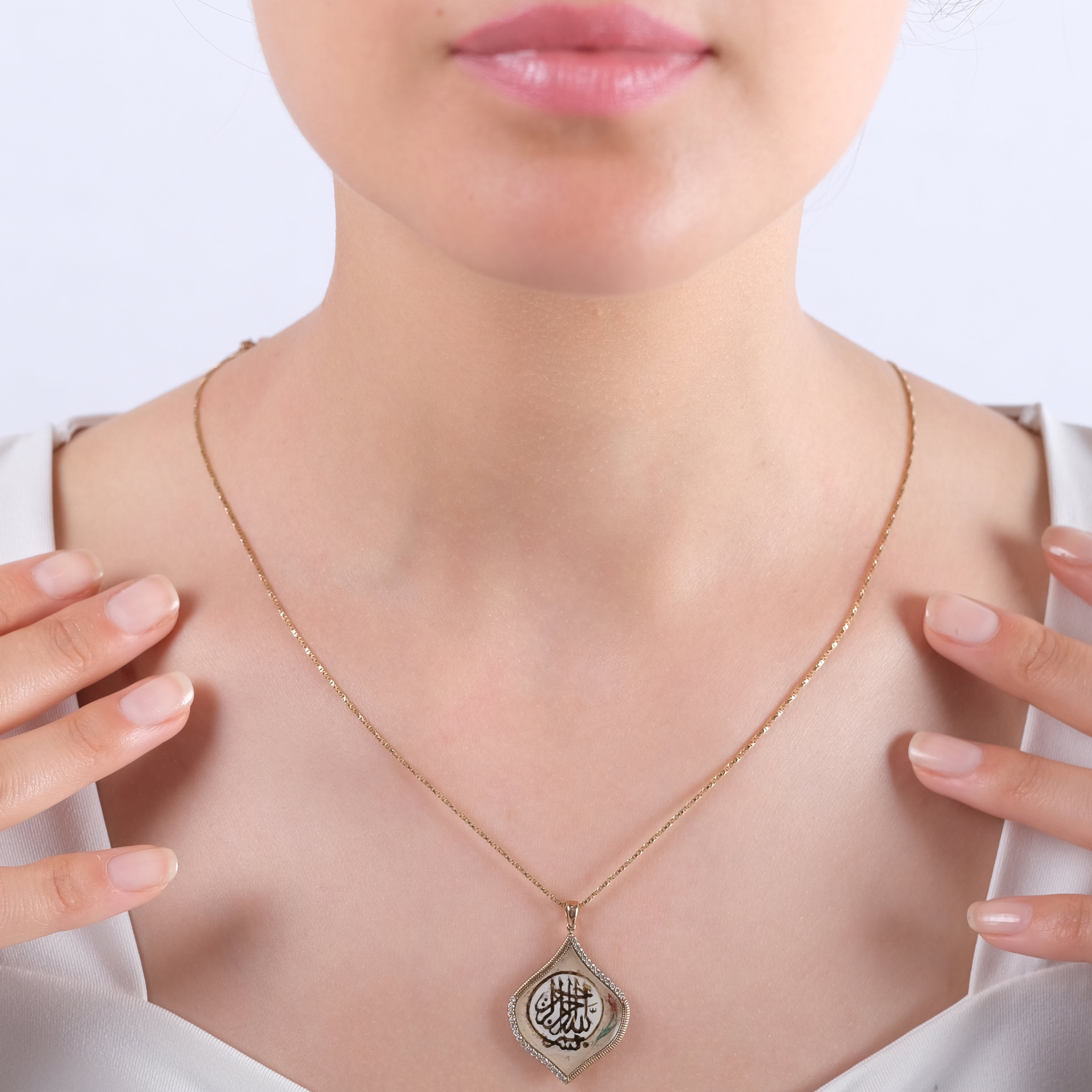 0.21 Carat Natural Diamond Arabic Letter Necklace - Gold Stone Diamond