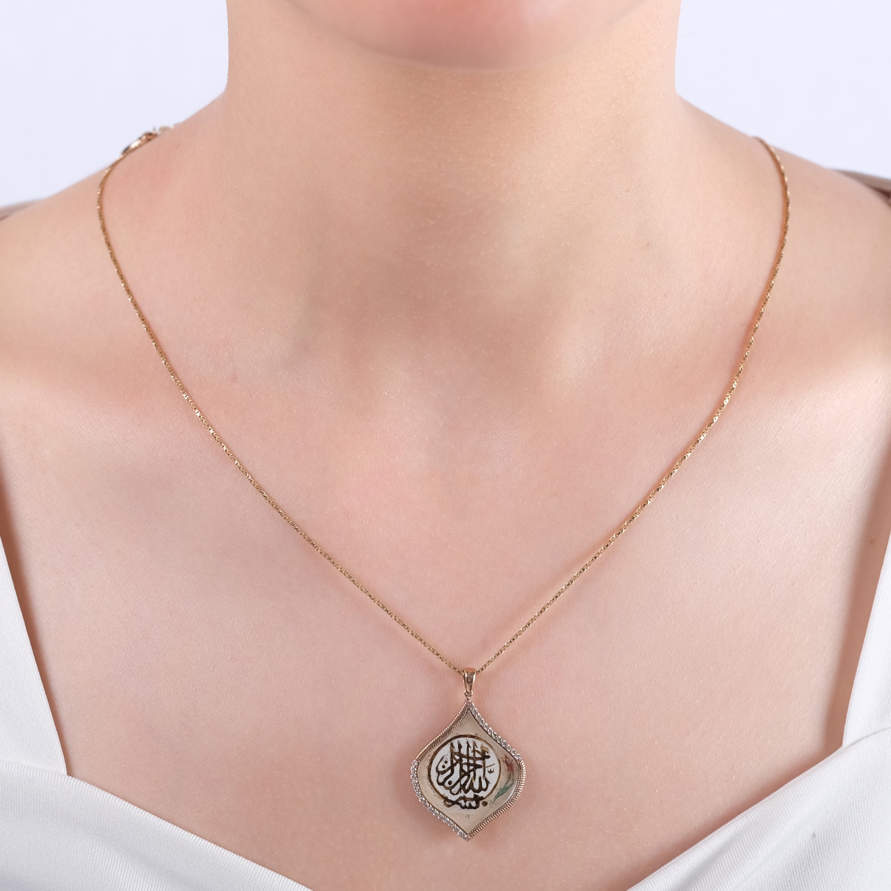 0.21 Carat Natural Diamond Arabic Letter Necklace - Gold Stone Diamond
