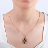 0.18 Carat Natural Diamond Flower Patterned Necklace – Fine Jewelry - Gold Stone Diamond