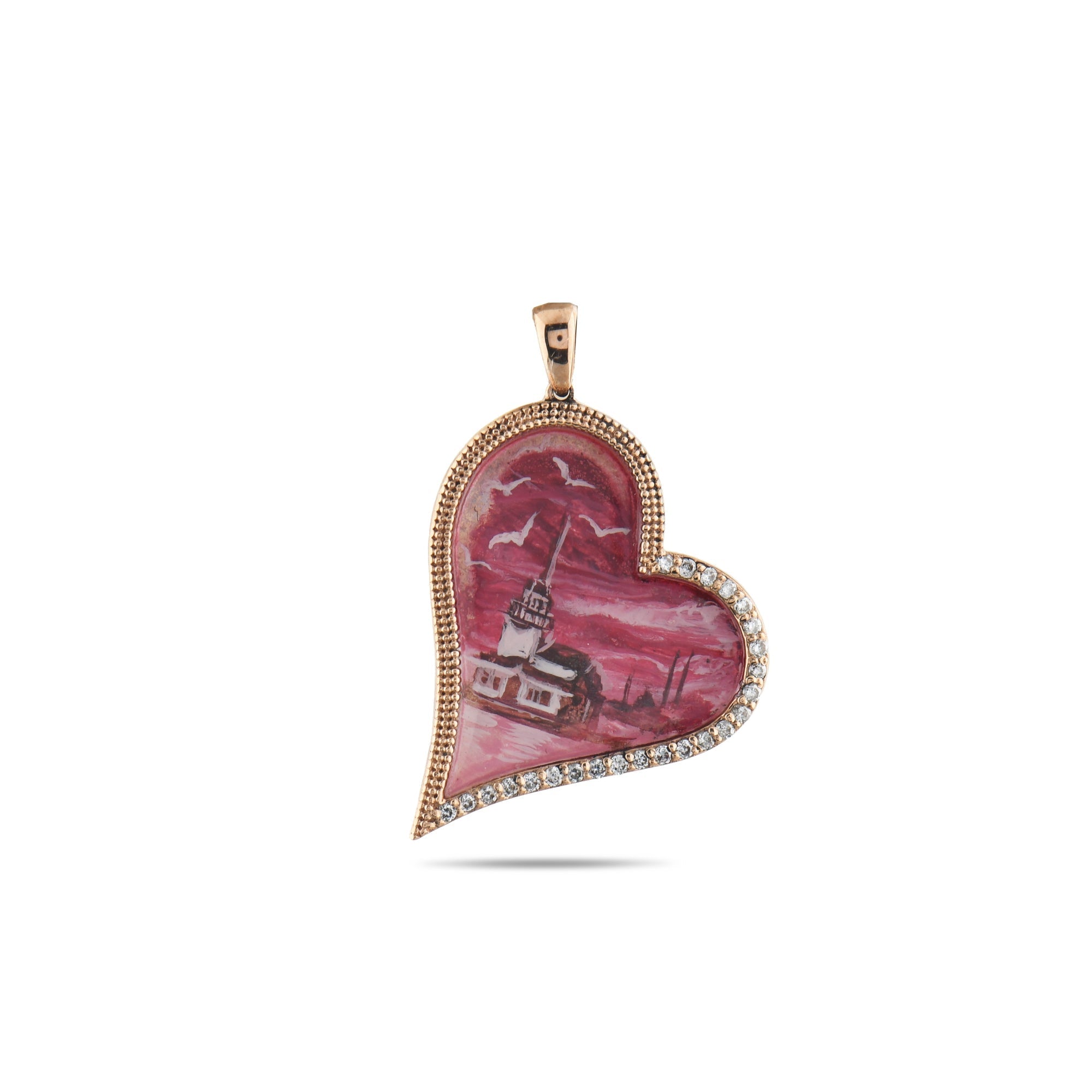 0.17 Carat Natural Diamond Maiden’s Tower Necklace – Fine Jewelry Design - Gold Stone Diamond