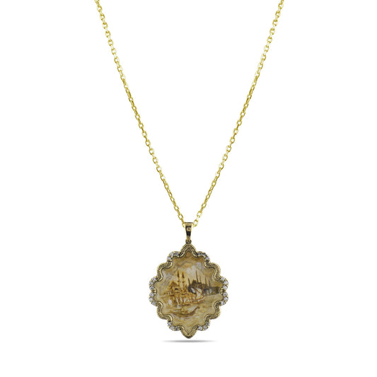 0.18 Carat Natural Diamond Bosphorus Necklace – Fine Jewelry Design - Gold Stone Diamond