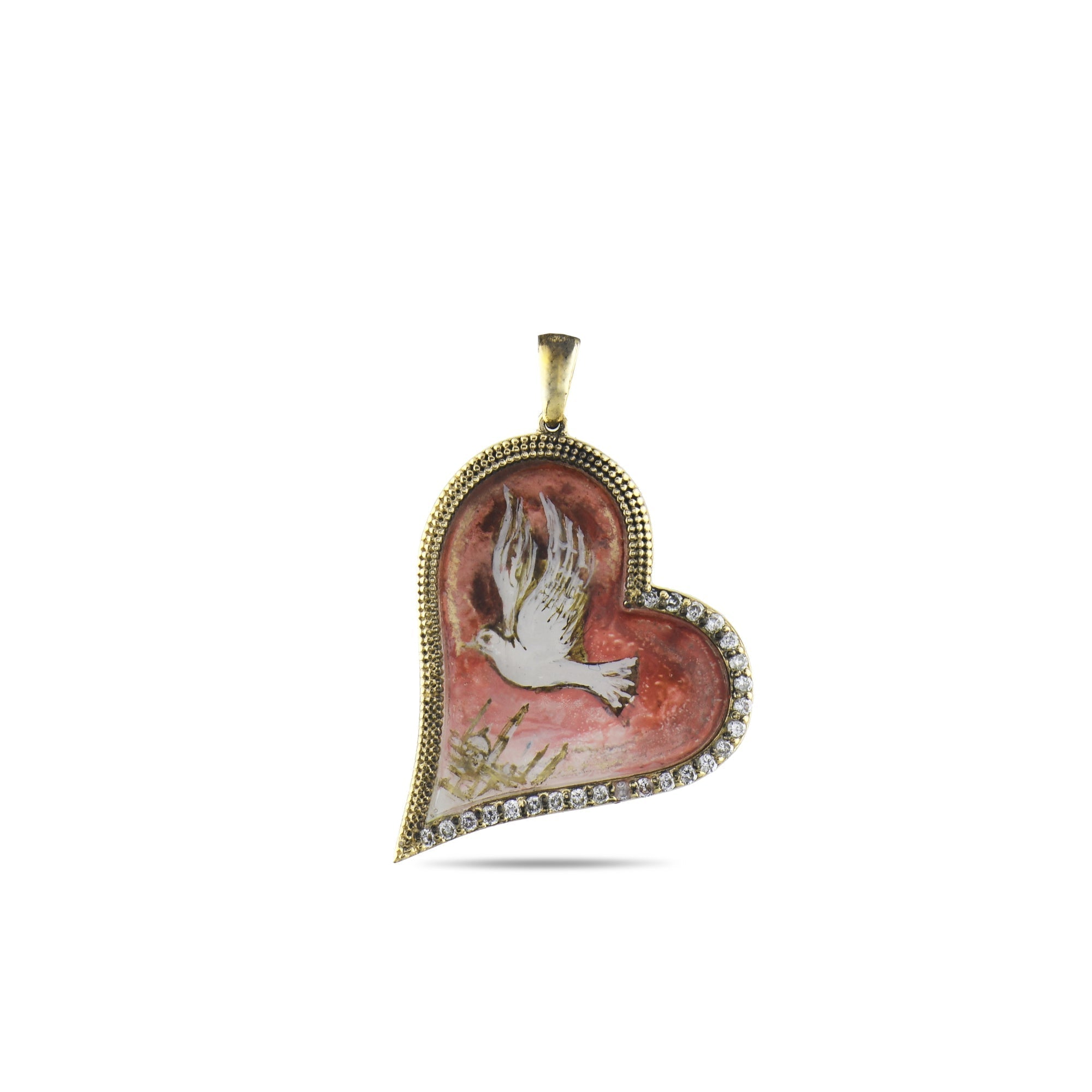 0.17 Carat Natural Diamond Dove Pendant Necklace - Gold Stone Diamond