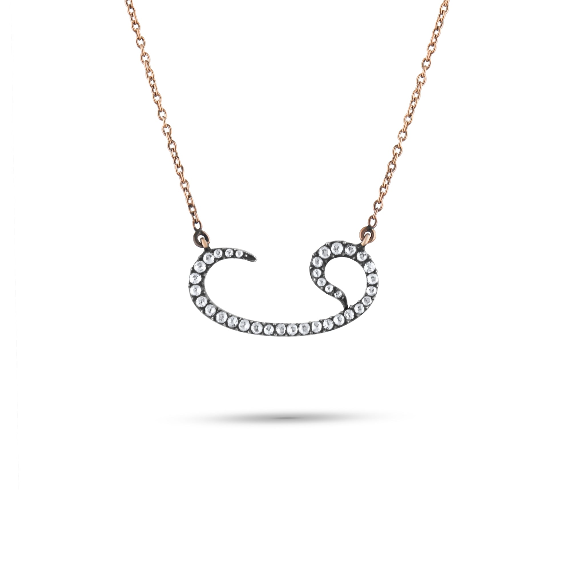 0.5 Carat Natural Diamond Arabic Waw Necklace – Fine Jewelry Design - Gold Stone Diamond