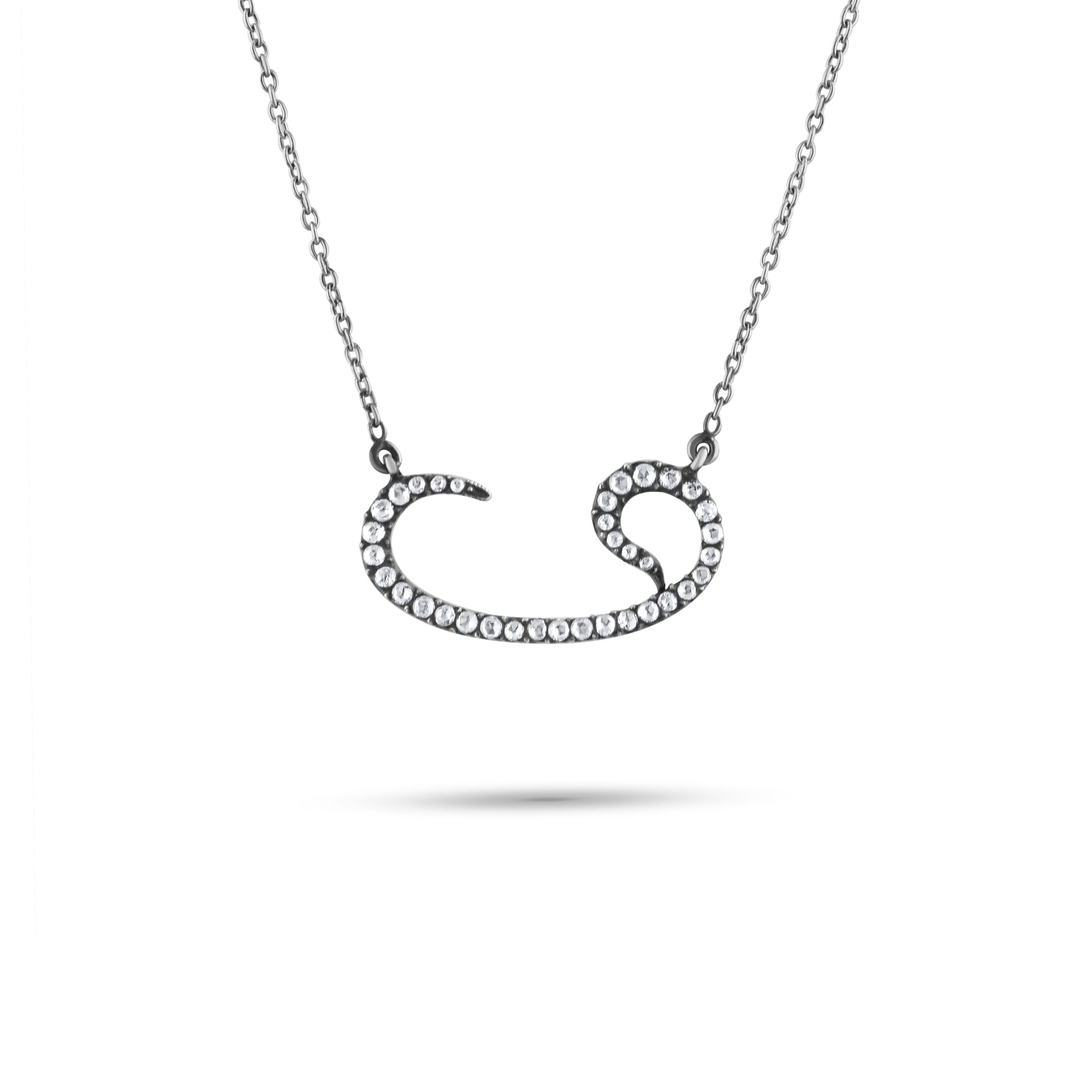 0.5 Carat Natural Diamond Arabic Waw Necklace – Fine Jewelry Design - Gold Stone Diamond