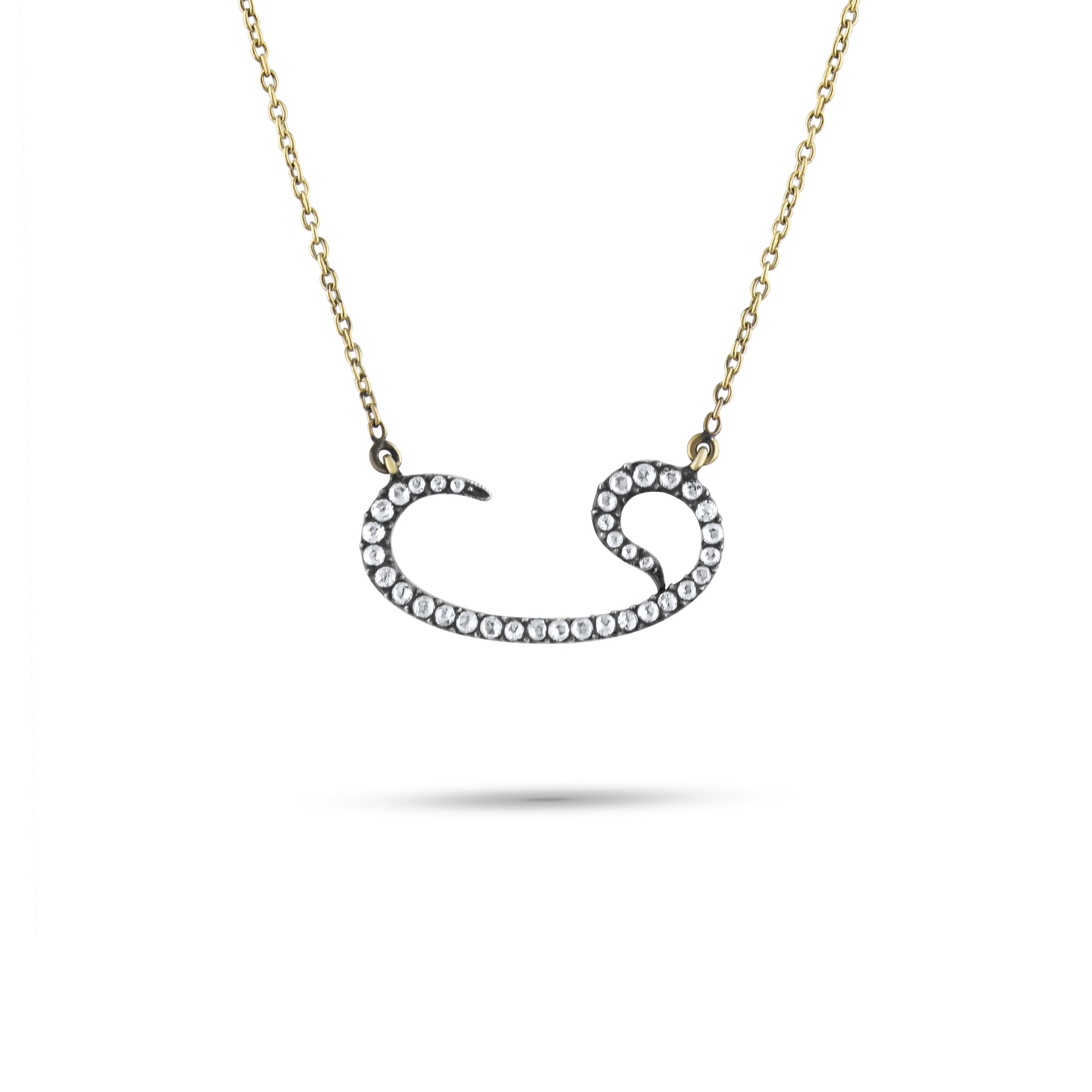 0.5 Carat Natural Diamond Arabic Waw Necklace – Fine Jewelry Design - Gold Stone Diamond