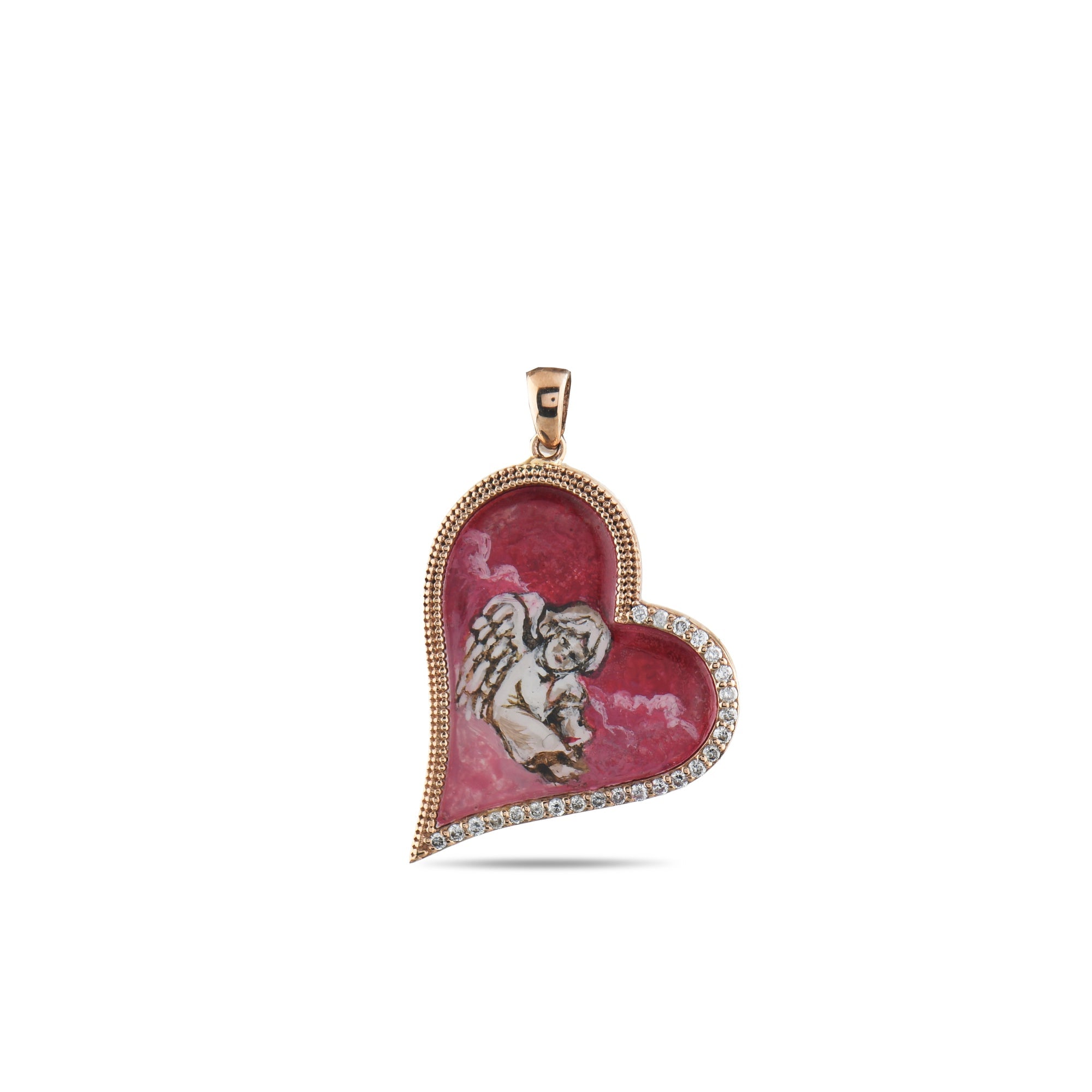 0.17 Carat Natural Diamond Necklace with Eros Motif – Elegant Fine Jewelry - Gold Stone Diamond