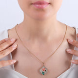 0.21 Carat Natural Diamond Necklace with Rose Motif and Arabic Waw Design - Gold Stone Diamond