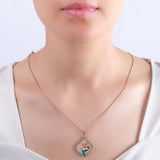 0.21 Carat Natural Diamond Necklace with Rose Motif and Arabic Waw Design - Gold Stone Diamond