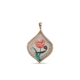 0.21 Carat Natural Diamond Necklace with Rose Motif and Arabic Waw Design - Gold Stone Diamond