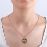 0.12 Carat Natural Diamond Necklace with Istanbul Motif - Gold Stone Diamond