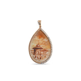0.19 Carat Natural Diamond Necklace with Istanbul Motif - Gold Stone Diamond