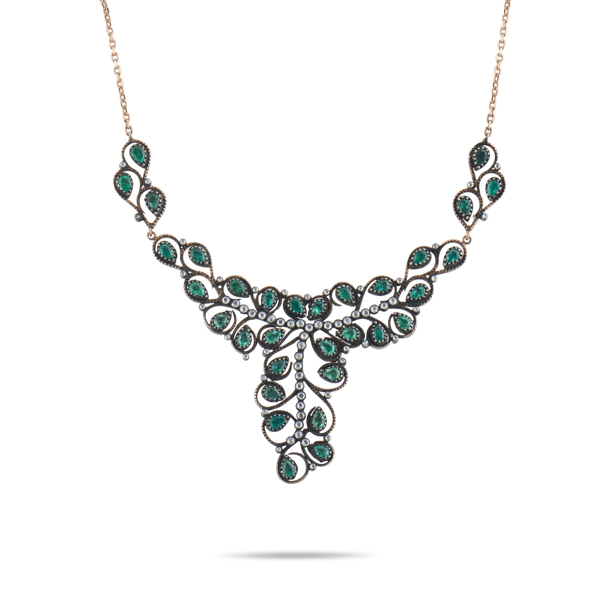 12.2 Carat Natural Diamond and Emerald Necklace – Fine Jewelry Design - Gold Stone Diamond
