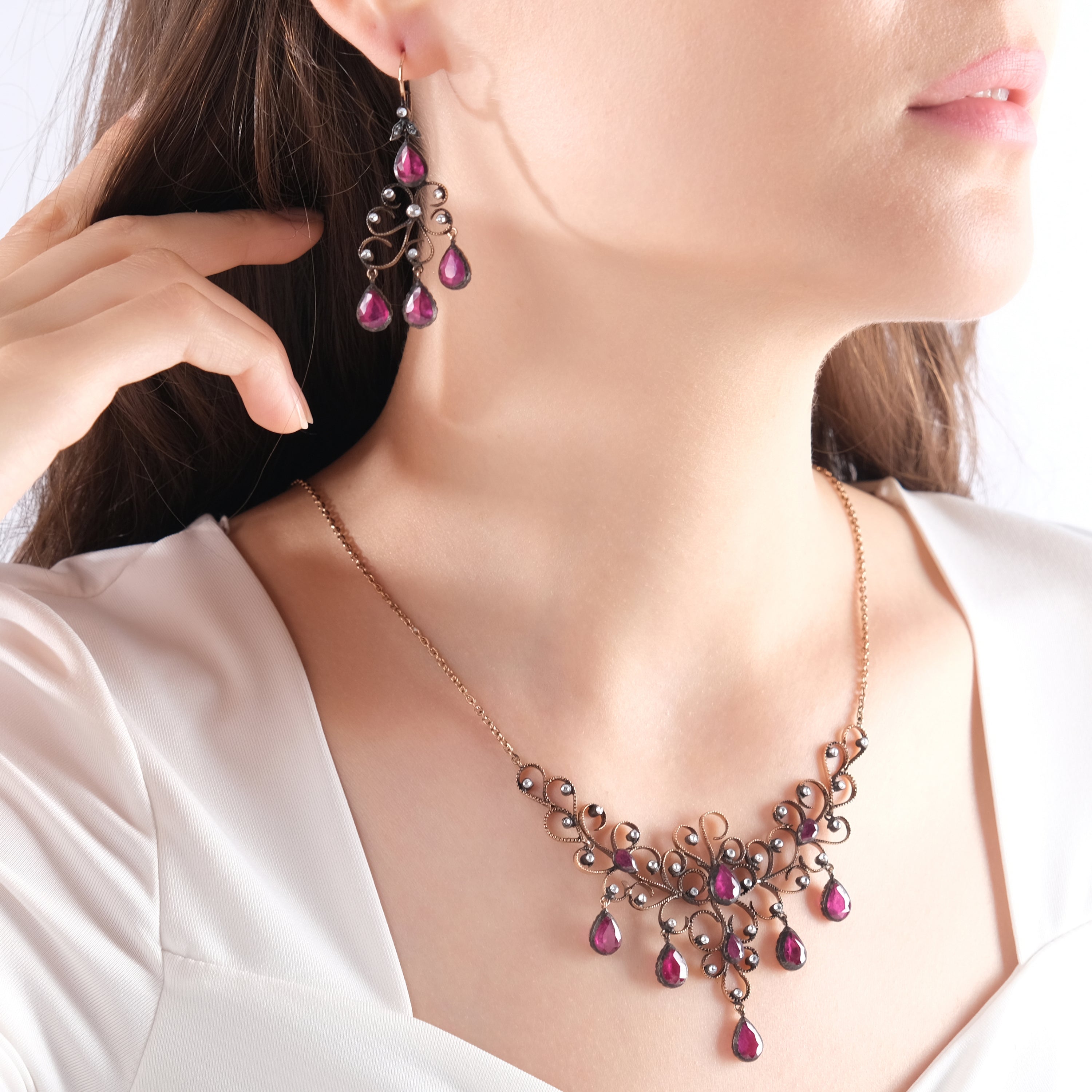 6.6 Carat Natural Diamond and Ruby Necklace – Fine Jewelry Design - Gold Stone Diamond