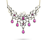 6.6 Carat Natural Diamond and Ruby Necklace – Fine Jewelry Design - Gold Stone Diamond