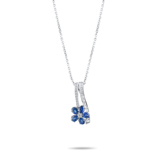 1.07 Carat Natural Diamond and Sapphire Necklace – Fine Jewelry Design - Gold Stone Diamond