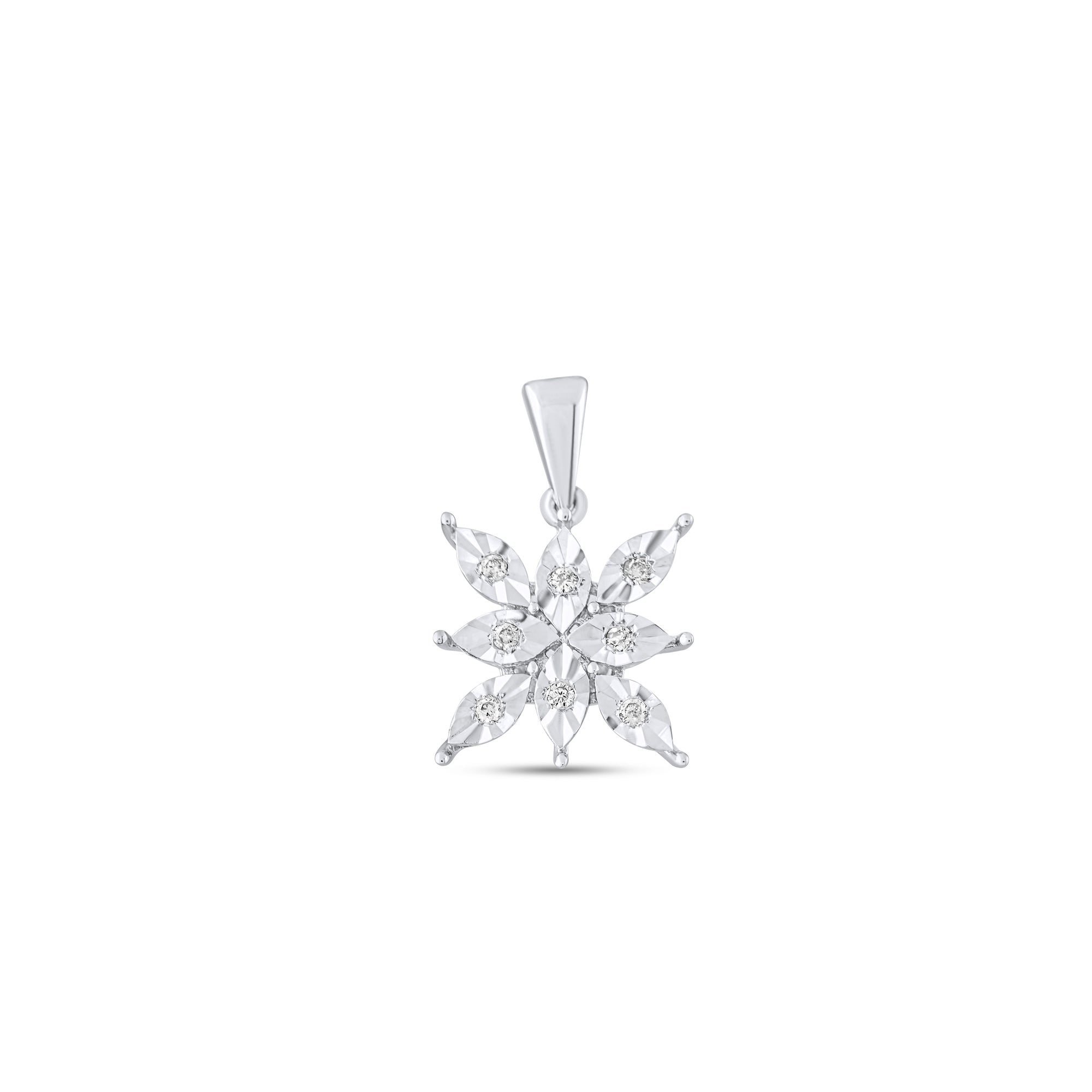 0.05 Carat Natural Diamond Snowflake Necklace – Fine Jewelry Design - Gold Stone Diamond
