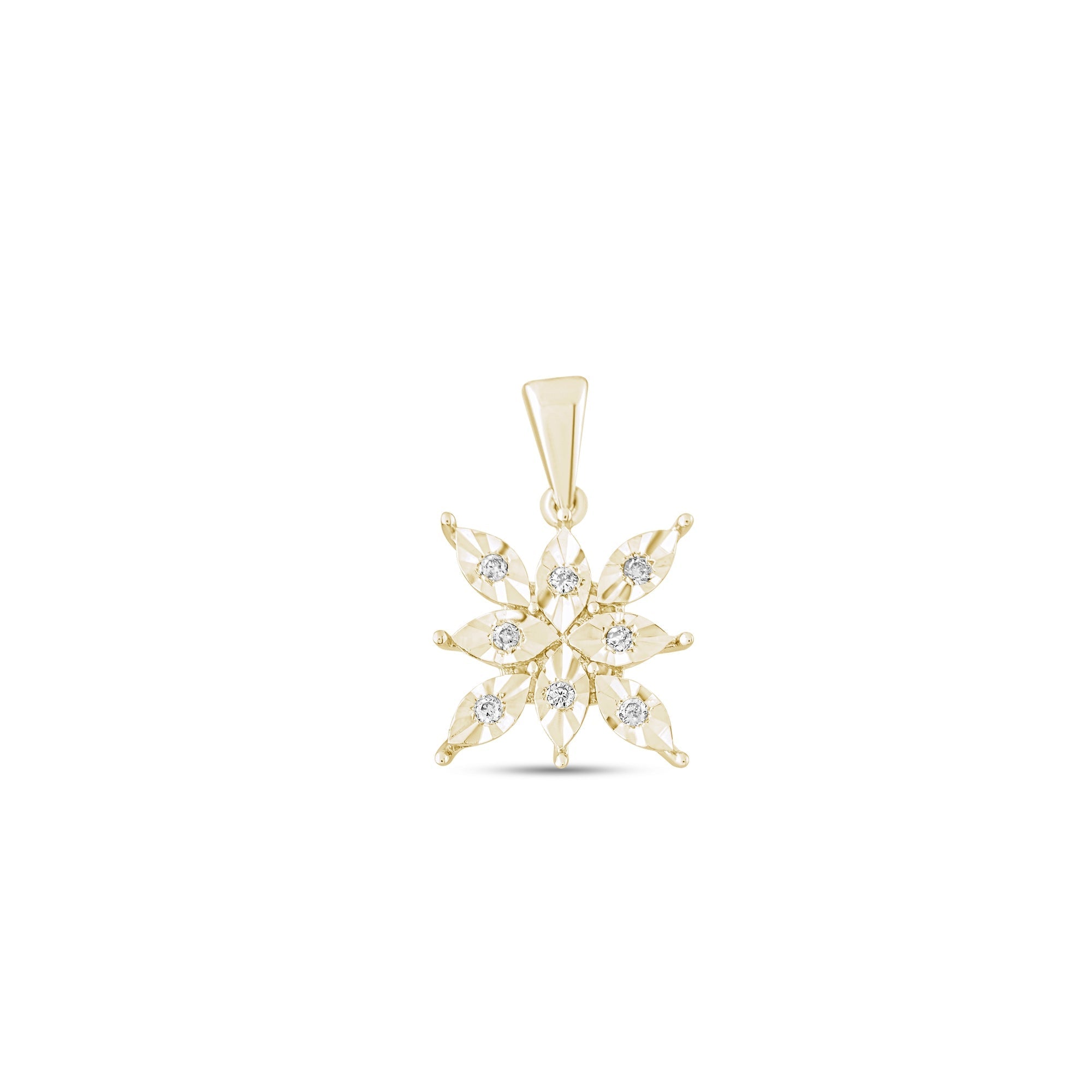 0.05 Carat Natural Diamond Snowflake Necklace – Fine Jewelry Design - Gold Stone Diamond