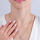 0.05 Carat Natural Diamond Snowflake Necklace – Fine Jewelry Design - Gold Stone Diamond