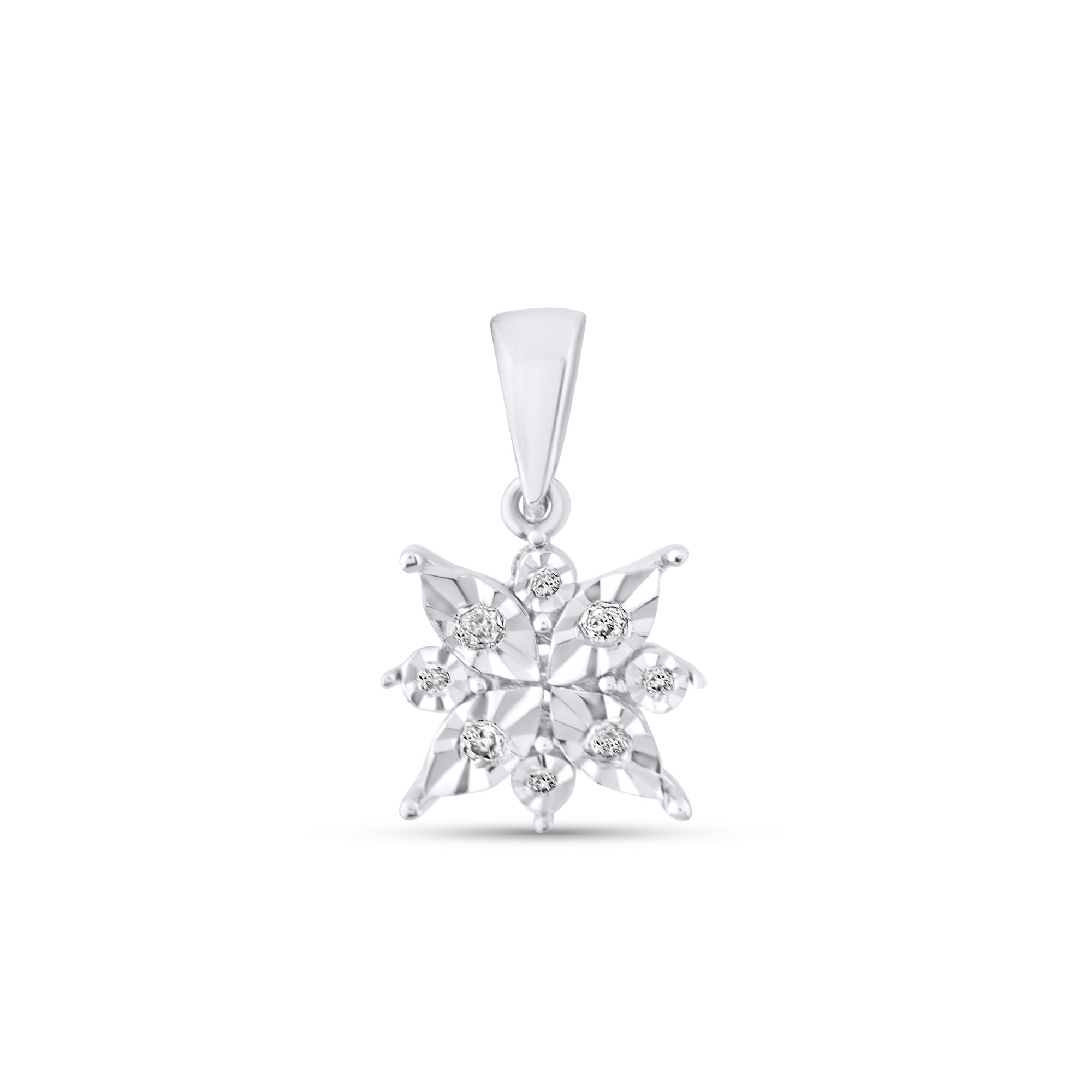0.05 Carat Natural Diamond Snowflake Necklace – Fine Jewelry Design - Gold Stone Diamond