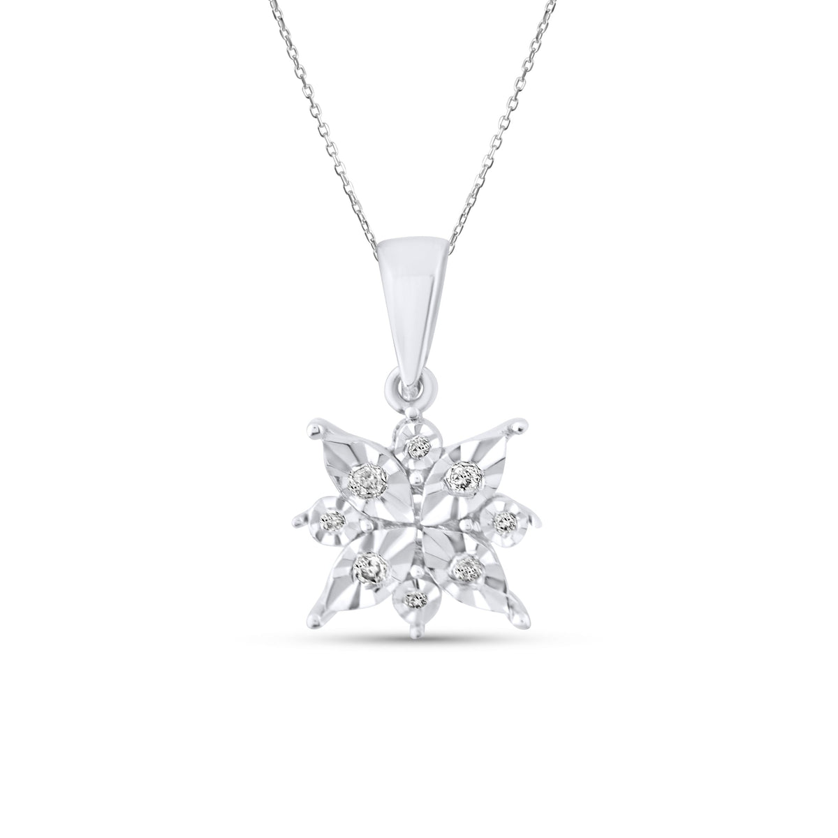 0.05 Carat Natural Diamond Snowflake Necklace – Fine Jewelry Design - Gold Stone Diamond