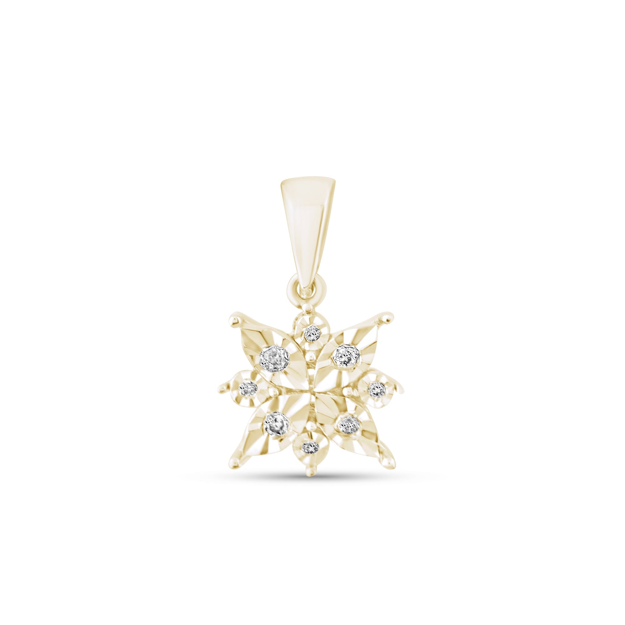 0.05 Carat Natural Diamond Snowflake Necklace – Fine Jewelry Design - Gold Stone Diamond