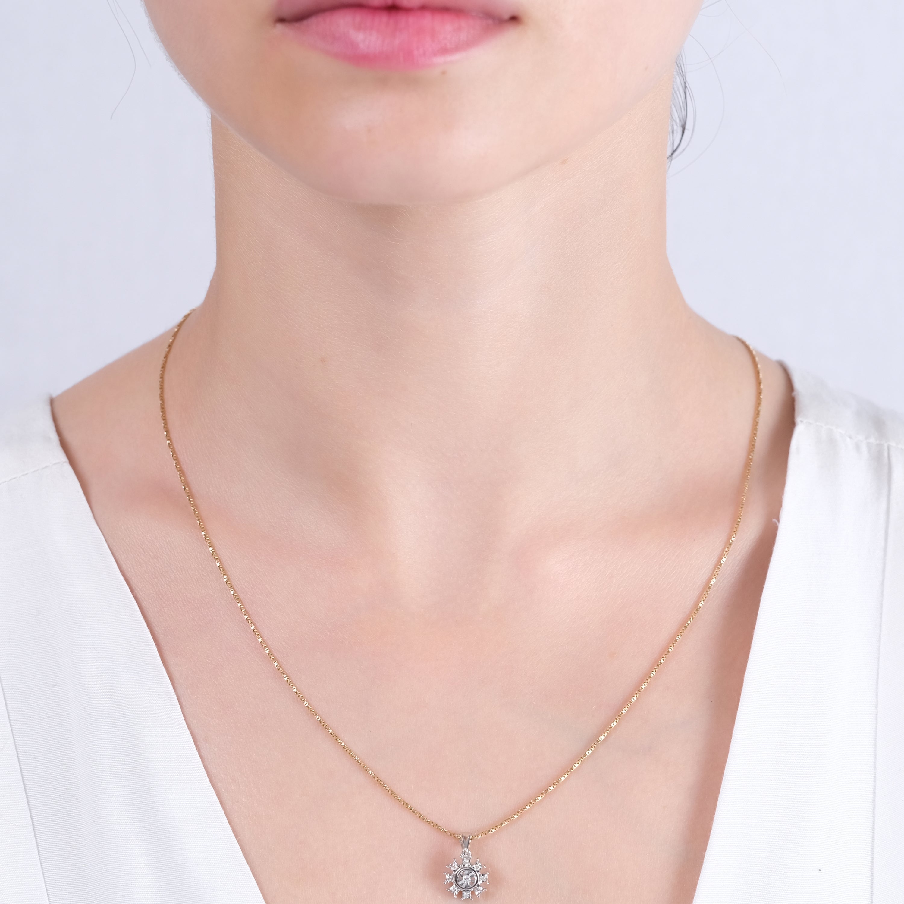 0.05 Carat Natural Diamond Necklace – Elegant Fine Jewelry Design - Gold Stone Diamond