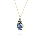 2.6 Carat Natural Diamond and Sapphire Necklace – Fine Jewelry Design - Gold Stone Diamond