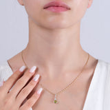 0.74 Carat Natural Diamond and Peridot Necklace – Fine Jewelry Design - Gold Stone Diamond
