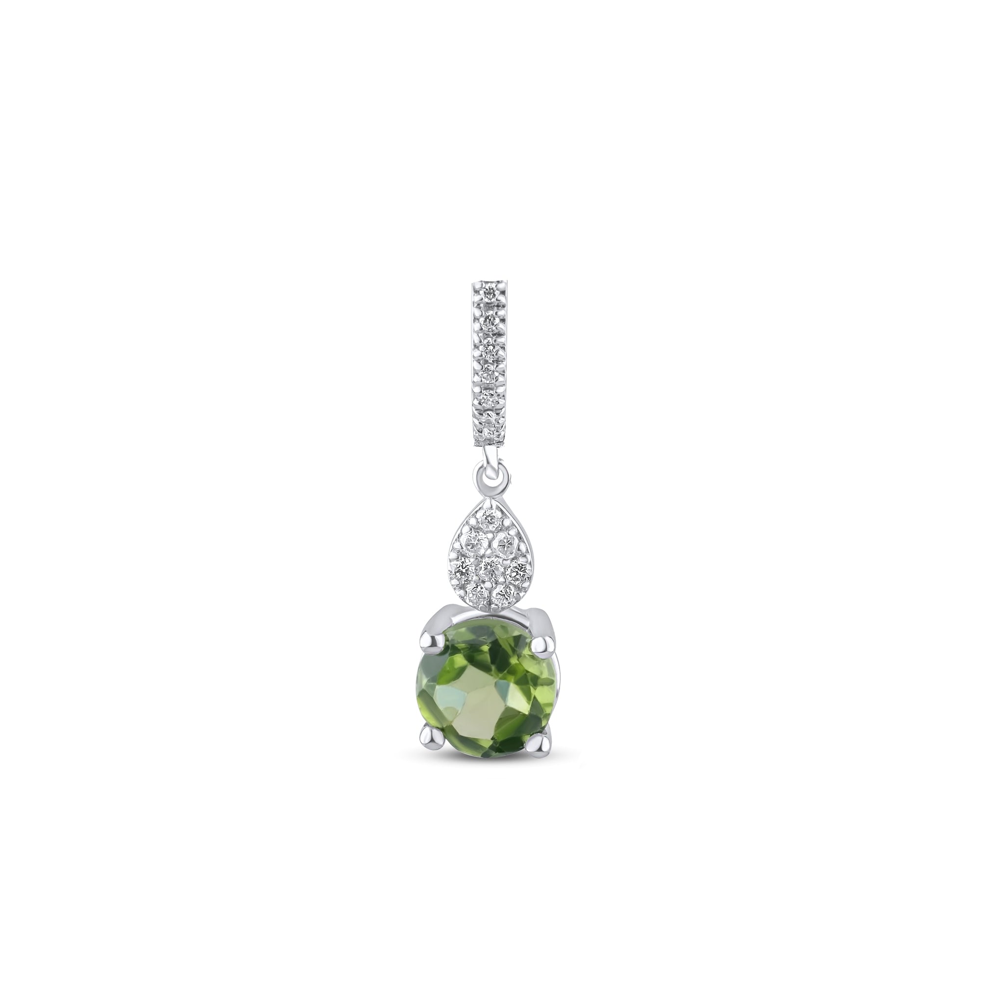 0.74 Carat Natural Diamond and Peridot Necklace – Fine Jewelry Design - Gold Stone Diamond