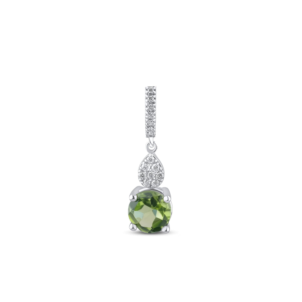0.74 Carat Natural Diamond and Peridot Necklace – Fine Jewelry Design - Gold Stone Diamond