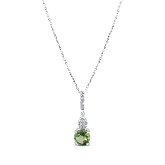 0.74 Carat Natural Diamond and Peridot Necklace – Fine Jewelry Design - Gold Stone Diamond