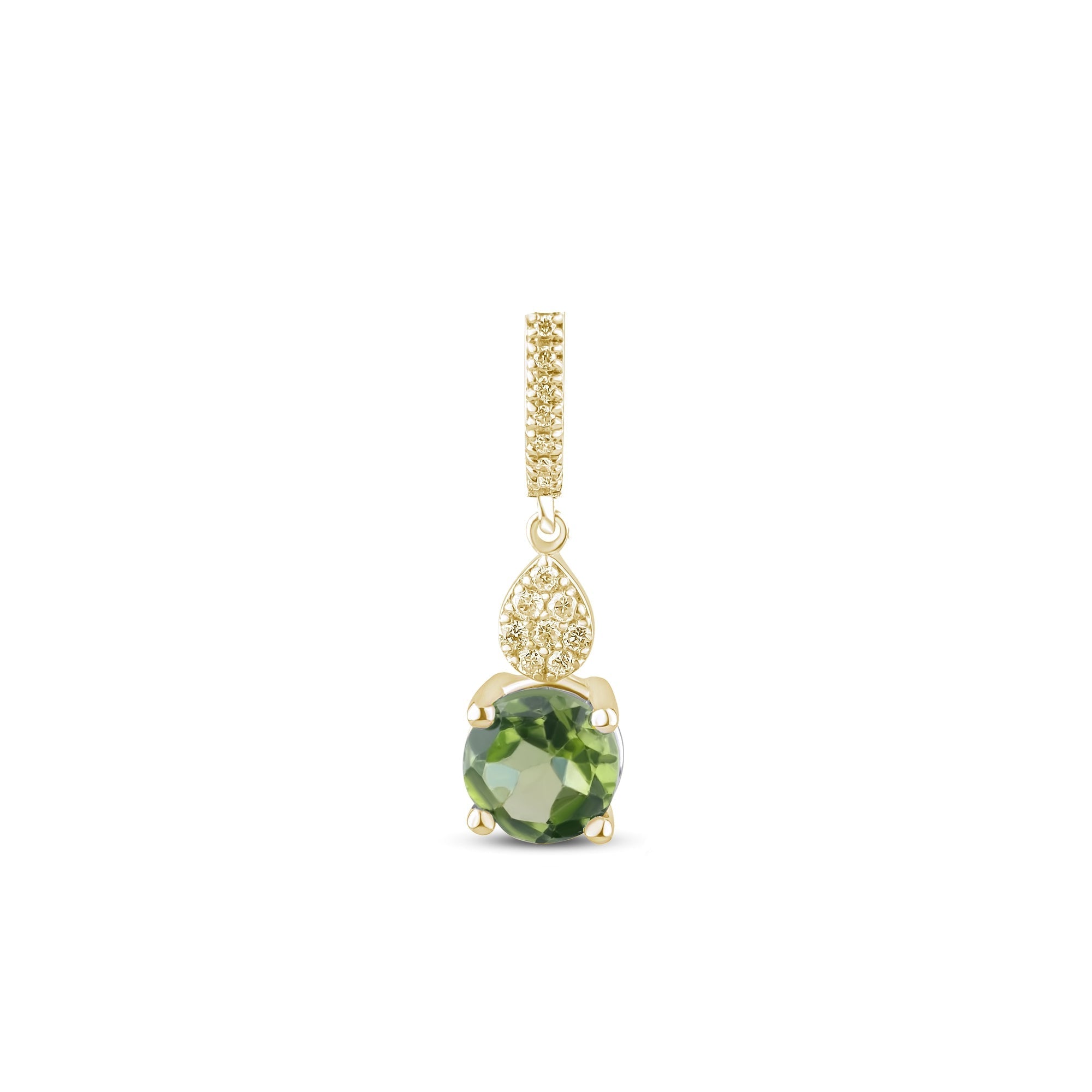 0.74 Carat Natural Diamond and Peridot Necklace – Fine Jewelry Design - Gold Stone Diamond