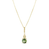 0.74 Carat Natural Diamond and Peridot Necklace – Fine Jewelry Design - Gold Stone Diamond