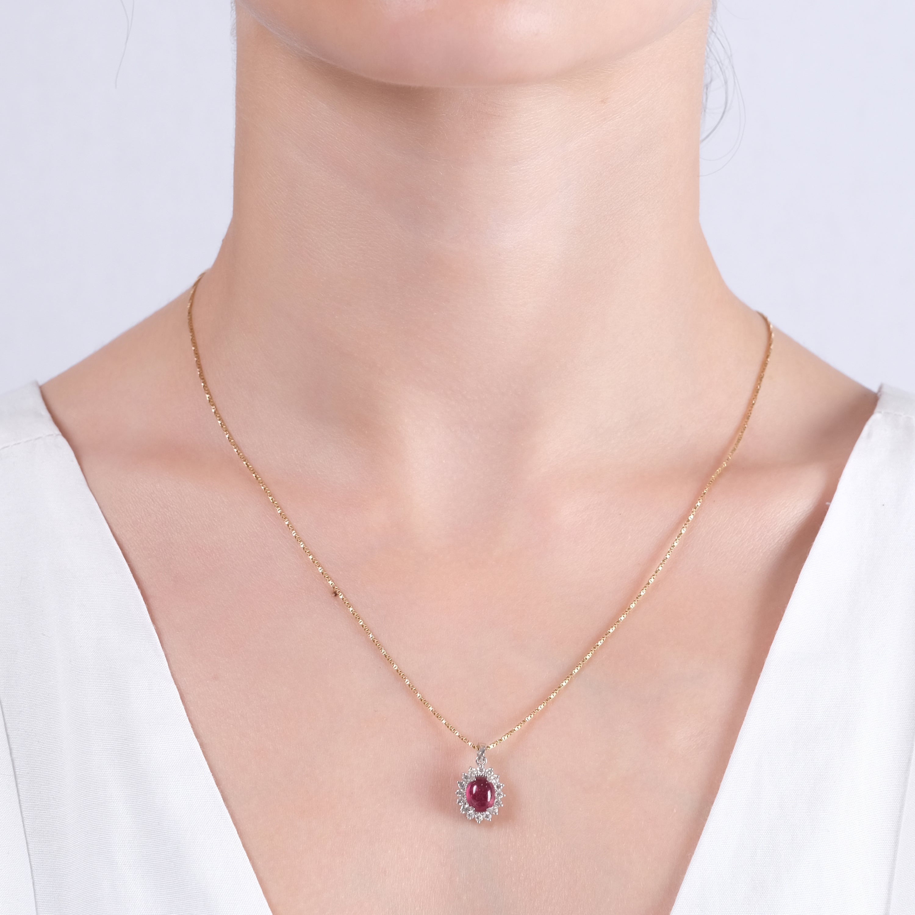 2.80 Carat Natural Diamond and Ruby Necklace – Fine Jewelry Design - Gold Stone Diamond