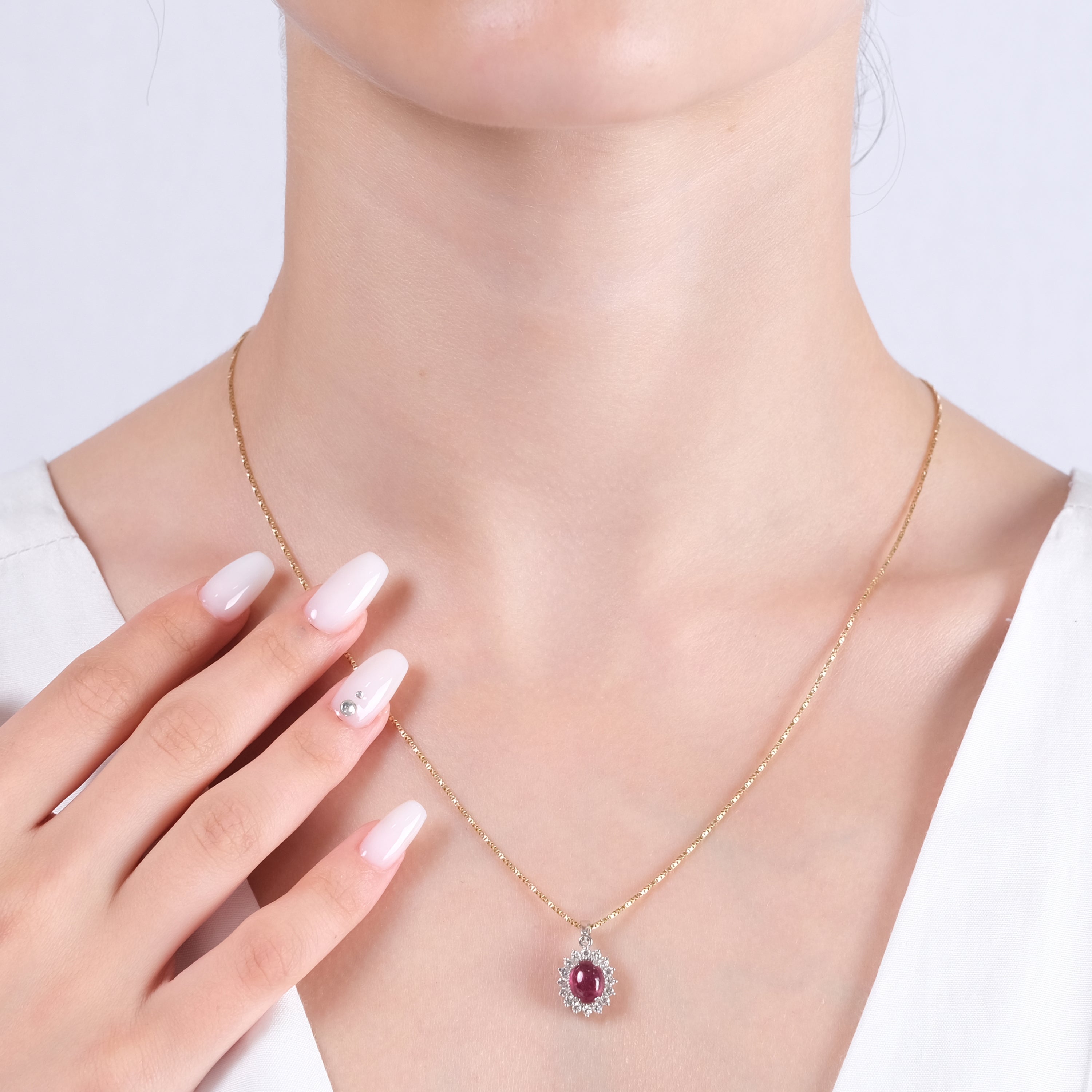 2.80 Carat Natural Diamond and Ruby Necklace – Fine Jewelry Design - Gold Stone Diamond