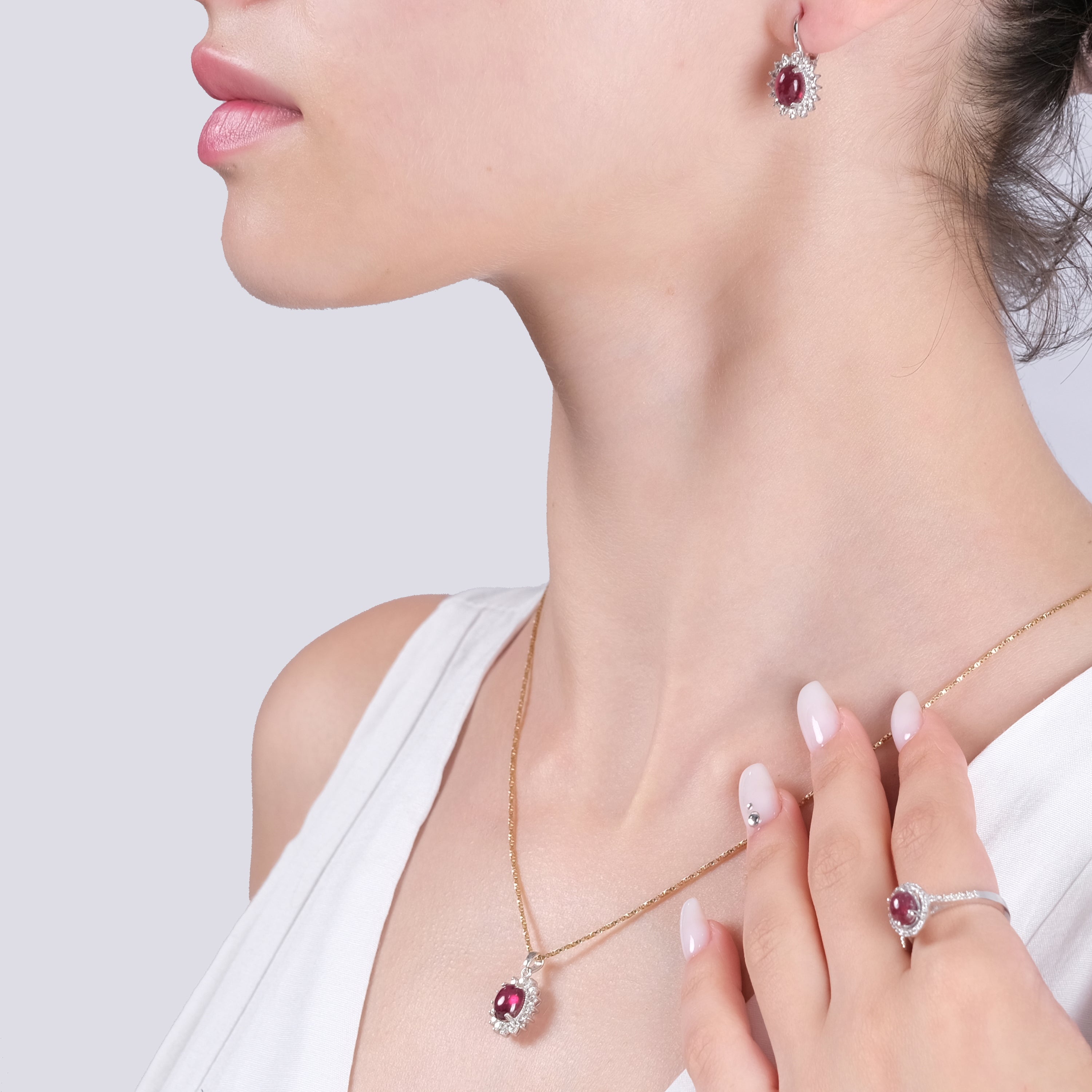 2.80 Carat Natural Diamond and Ruby Necklace – Fine Jewelry Design - Gold Stone Diamond