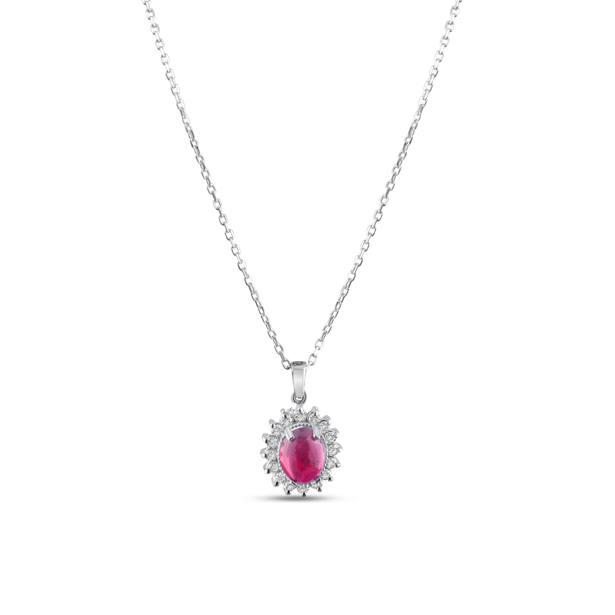 2.80 Carat Natural Diamond and Ruby Necklace – Fine Jewelry Design - Gold Stone Diamond