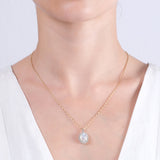 3.46 Carat Natural Diamond and Moonstone Necklace – Fine Jewelry Design - Gold Stone Diamond