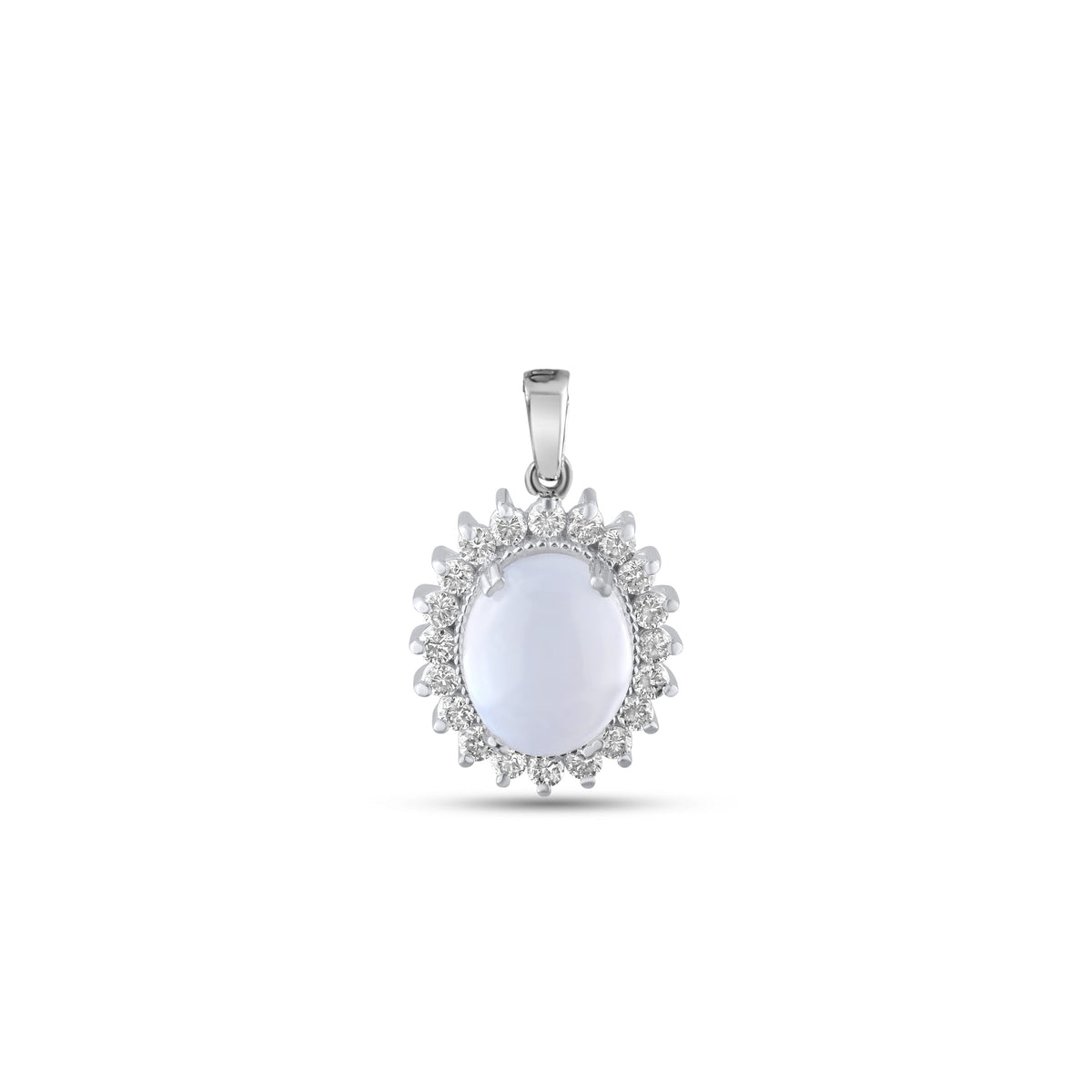 3.46 Carat Natural Diamond and Moonstone Necklace – Fine Jewelry Design - Gold Stone Diamond